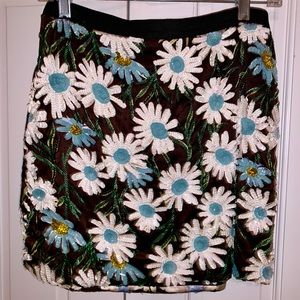 Topshop Sequin Floral Print Skirt